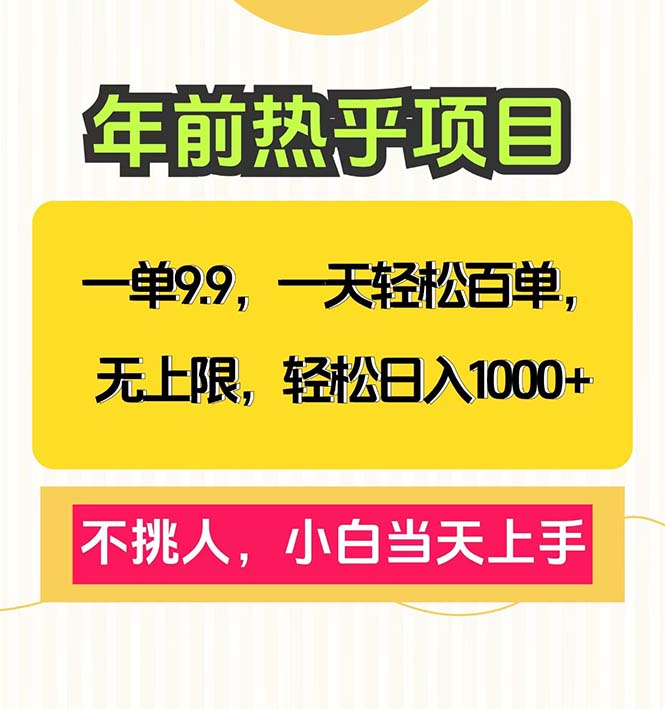 一单9.9，一天百单无上限，不挑人，小白当天上手，轻松日入1000+-梦凌网创