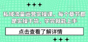 私域流量运营实操课,每个章节都是实操干货,学完就能上手-薪火元第一资源库