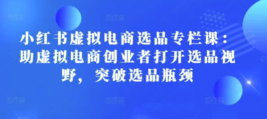 小红书虚拟电商选品专栏课：助虚拟电商创业者打开选品视野，突破选品瓶颈-梦凌网创