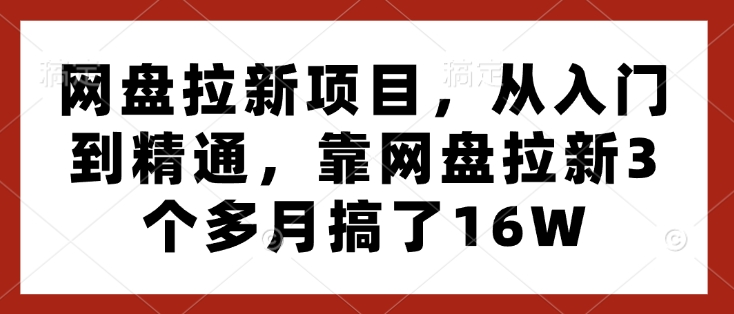 网盘拉新项目，从入门到精通，靠网盘拉新3个多月搞了16W-梦凌网创
