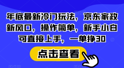 年底最新冷门玩法，京东家政新风口，操作简单，新手小白可直接上手，一单挣30【揭秘】-梦凌网创