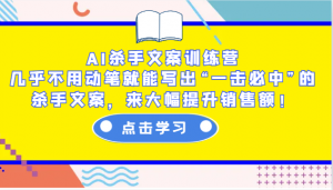 AI杀手文案训练营:几乎不用动笔就能写出“一击必中”的杀手文案,来大幅提升销售额!-薪火元第一资源库