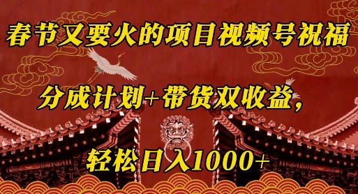 春节又要火的项目视频号祝福，分成计划+带货双收益，轻松日入几张【揭秘】-梦凌网创