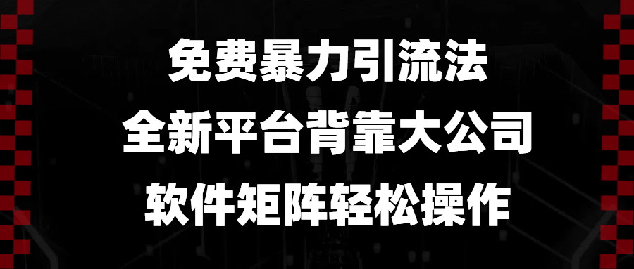 免费暴力引流法，全新平台，背靠大公司，软件矩阵轻松操作-梦凌网创