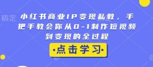 小红书商业IP变现私教,手把手教会你从0-1制作短视频到变现的全过程-薪火元第一资源库