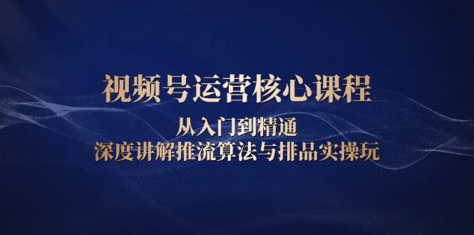 视频号运营核心课程，从入门到精通，深度讲解推流算法与排品实操玩-梦凌网创