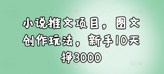 小说推文项目，图文创作玩法，新手10天挣3000-薪火元第一资源库