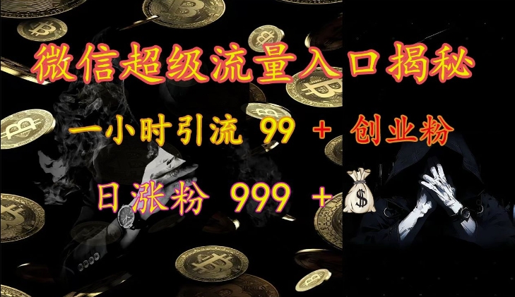 微信超级流量入口揭秘：一小时引流 99 + 创业粉，日涨粉 999 +-梦凌网创