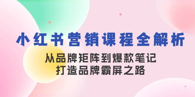 小红书营销课程全解析，从品牌矩阵到爆款笔记，打造品牌霸屏之路-梦凌网创