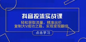 抖音投流实战课，轻松获取流量，精准出价，复制大V成功之路，实现变现翻倍-薪火元第一资源库