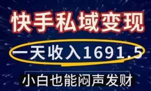 一天收入1691.5，快手私域变现，小白也能闷声发财-薪火元第一资源库