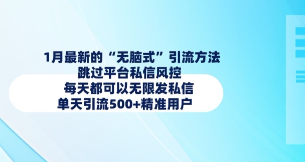 1月最新的无脑式引流方法，跳过平台私信风控，每天都可以无限发私信，单天引流500+精准用户-梦凌网创
