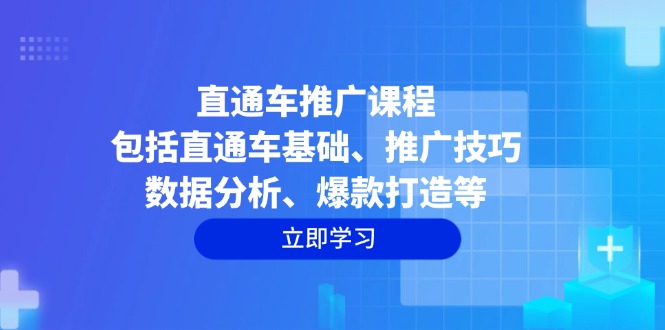 直通车推广课程：包括直通车基础、推广技巧、数据分析、爆款打造等-梦凌网创