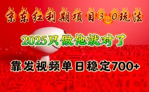 京东红利项目3.0玩法,2025只做他就对了,靠发视频单日稳定700+-薪火元第一资源库