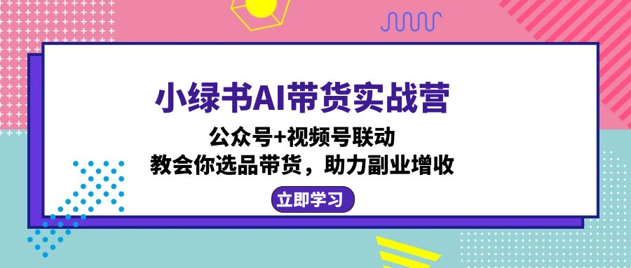 小绿书AI带货实战营：公众号+视频号联动，教会你选品带货，助力副业增收-梦凌网创