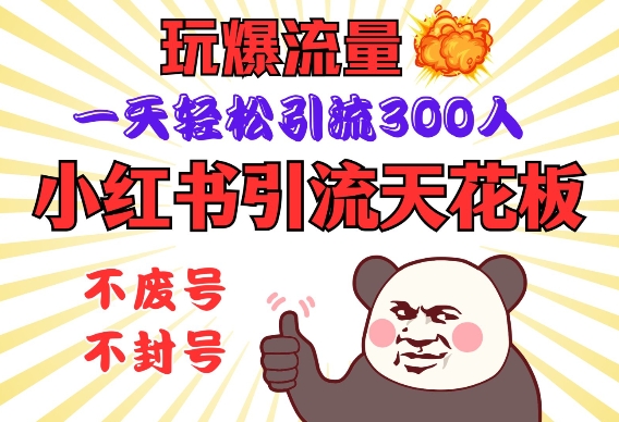 小红书引流天花板，玩爆流量，一天轻松引流300人，安全操作-梦凌网创