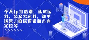 个人ip打造课，私域运营，公众号运营，知乎运营，底层逻辑和方向定位等-薪火元第一资源库