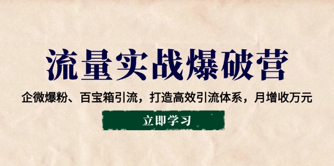流量实战爆破营：企微爆粉、百宝箱引流，打造高效引流体系，月增收万元-梦凌网创
