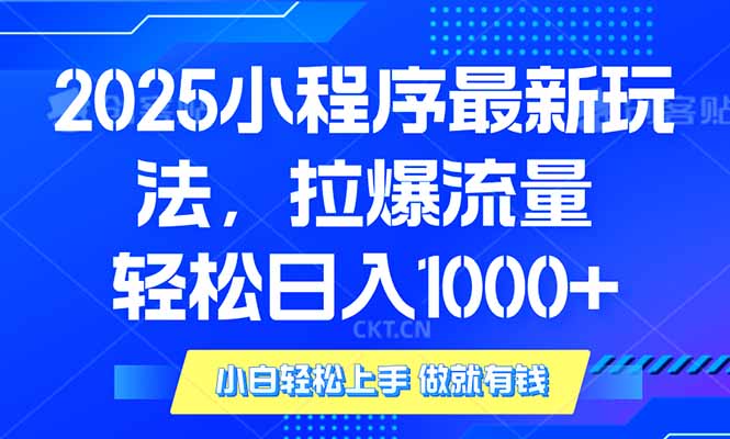 2025年小程序最新玩法，流量直接拉爆，单日稳定变现1000+-梦凌网创