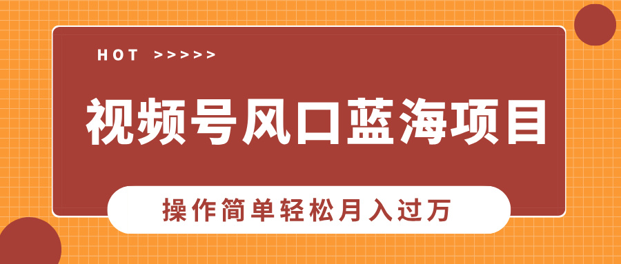 视频号风口蓝海项目，中老年人的流量密码，操作简单轻松月入过万-梦凌网创
