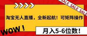 淘宝无人直播，全新起航！可矩阵操作，月入5-6位数！-薪火元第一资源库
