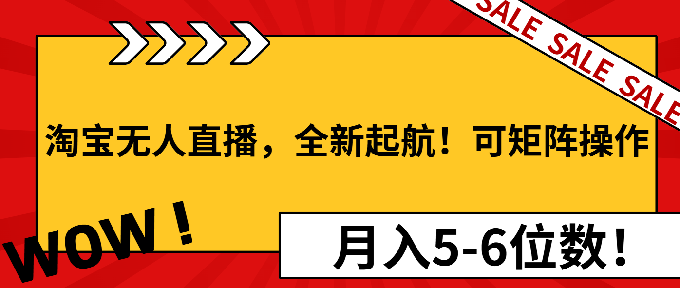 淘宝无人直播，全新起航！可矩阵操作，月入5-6位数！-梦凌网创