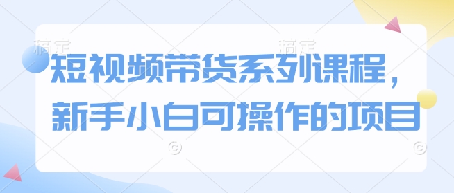 短视频带货系列课程，新手小白可操作的项目-梦凌网创