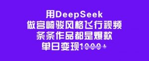 用DeepSeek做宫崎骏风格飞行视频，条条作品都是爆款，单日变现多张-薪火元第一资源库