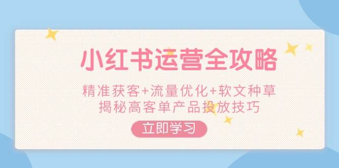 小红书运营全攻略，精准获客+流量优化+软文种草，揭秘高客单产品投放技巧-梦凌网创