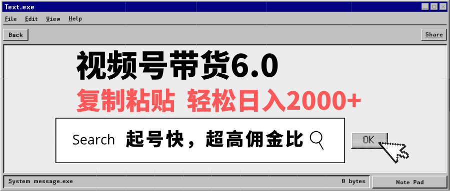 视频号带货6.0，轻松日入2000+，起号快，复制粘贴即可，超高佣金比-梦凌网创