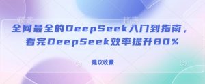 全网最全的DeepSeek入门到指南,看完DeepSeek效率提升80%(建议收藏)-薪火元第一资源库