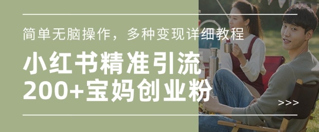 小红书混剪日引200+宝妈创业粉，简单无脑操作，多种变现详细教程-梦凌网创