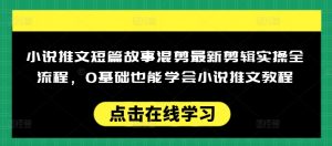 小说推文短篇故事混剪最新剪辑实操全流程，0基础也能学会小说推文教程，肯干多发日入多张-薪火元第一资源库