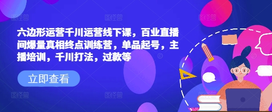 六边形运营千川运营线下课，百业直播间爆量真相终点训练营，单品起号，主播培训，千川打法，过款等-梦凌网创