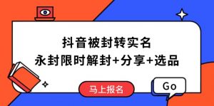 抖音被封转实名攻略，永久封禁也能限时解封，分享解封后高效选品技巧-薪火元第一资源库