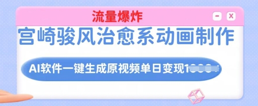 宫崎骏风治愈系动画制作，AI软件一键生成原创视频流量爆炸，单日变现多张，详细实操流程-梦凌网创