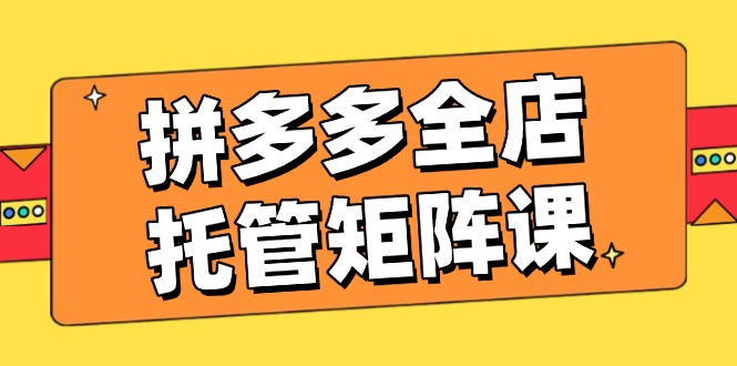拼多多全店托管矩阵课，盈利动销玩法，高效计划设置，提升店铺效益-梦凌网创