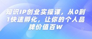 知识IP创业实操课,从0到1快速孵化,让你的个人品牌价值百W-薪火元第一资源库