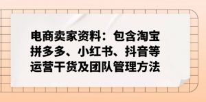 电商卖家资料:包含淘宝、拼多多、小红书、抖音等运营干货及团队管理方法-薪火元第一资源库