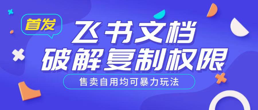 首发飞书文档破解复制权限，售卖自用均可暴力玩法-梦凌网创