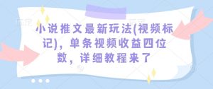 小说推文最新玩法(视频标记)，单条视频收益四位数，详细教程来了-薪火元第一资源库