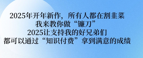 2025年开年新作，所有人都在割韭菜，我来教你做“镰刀” 2025让支持我的好兄弟们都可以通过“知识付费”拿到满意的成绩【揭秘】-梦凌网创