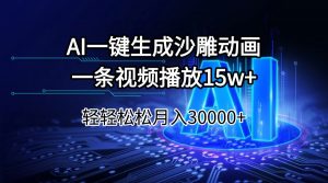 AI一键生成沙雕动画一条视频播放15Wt轻轻松松月入30000+-薪火元第一资源库