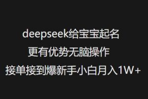 deepseek给宝宝起名更有优势无脑操作接单接到爆新手小白月入1W+-薪火元第一资源库