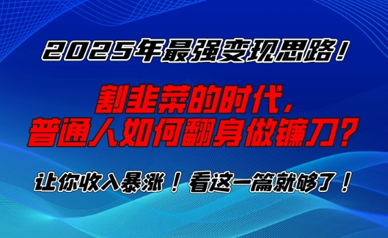2025年最强变现思路，割韭菜的时代， 普通人如何翻身做镰刀？【揭秘】-梦凌网创