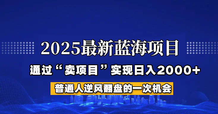 2025年蓝海项目，如何通过“网创项目”日入2000+-梦凌网创