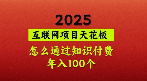 2025项目天花板，普通怎么通过知识付费翻身，年入百个【揭秘】-梦凌网创
