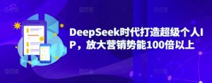 DeepSeek时代打造超级个人IP，放大营销势能100倍以上-薪火元第一资源库