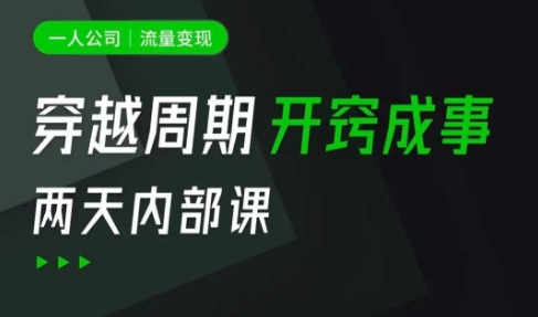 一人公司：流量变现课，一人公司的方法模型拆解， 拆解富人思维，流量思维，小老板思维等-梦凌网创
