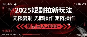 2025短剧拉新玩法,无需注册登录,无限0撸,无脑批量操作日入2000+-薪火元第一资源库